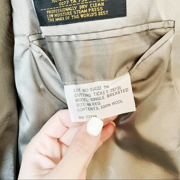 Pierre Balmain Tan Single Breasted Wool Blazer Jacket 48R - Picture 5 of 9